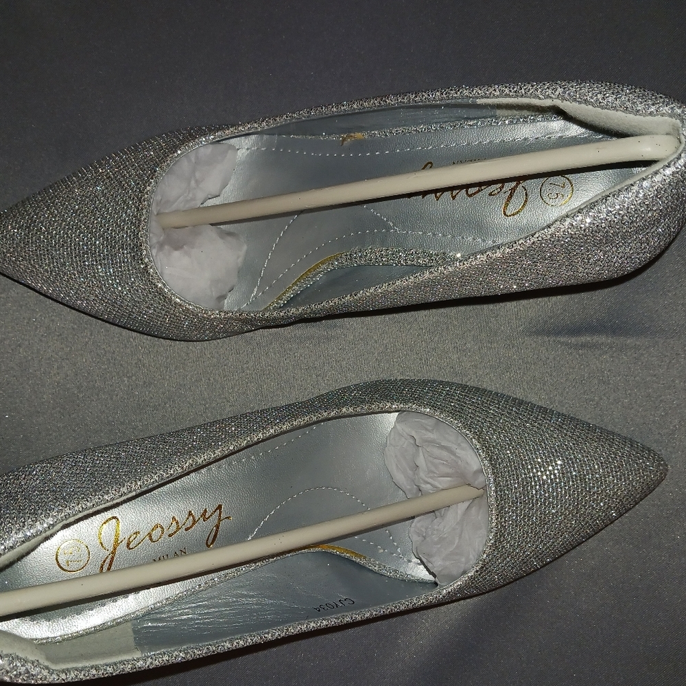 Jessy Milan Evening Shoes 7.5 Silver - Picture 2 of 4